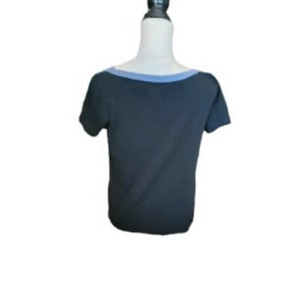 Lauren Ralph Lauren Black Short Sleep Top with Denim Shoulder in Size Large - Picture 4 of 4